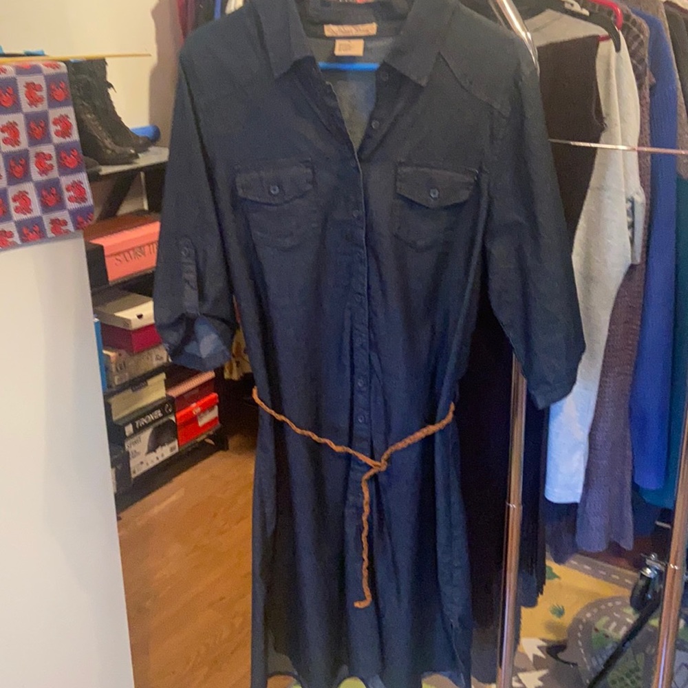 Button-up jean shirt dress